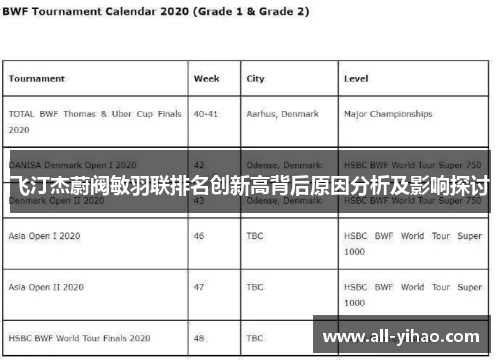 飞汀杰蔚阀敏羽联排名创新高背后原因分析及影响探讨